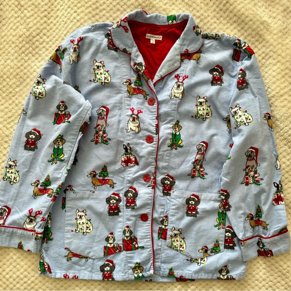 Women’s Christmas dogs flannel pajama set